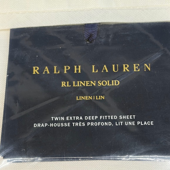 NWT Ralph Lauren RL linen solid twin extra deep fitted sheet color alabaster